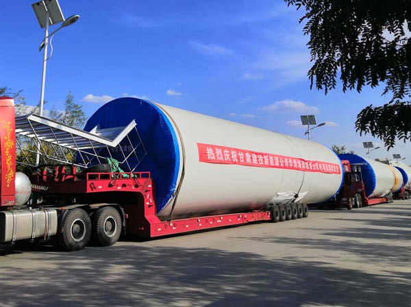 suncitygroup太阳新城华润风电海原呱呱山200MW风电项目塔筒顺利发货