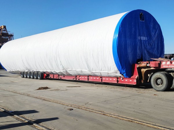 suncitygroup太阳新城张掖临泽金风30万千瓦风电项目首套塔筒顺利发货